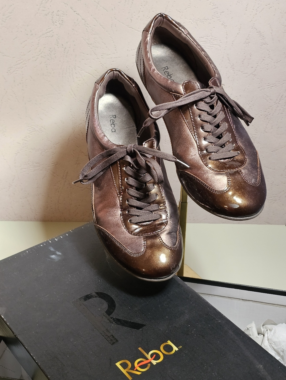 Reba Metallic Bronze Lace-Up Women’s Athletic Sneakers